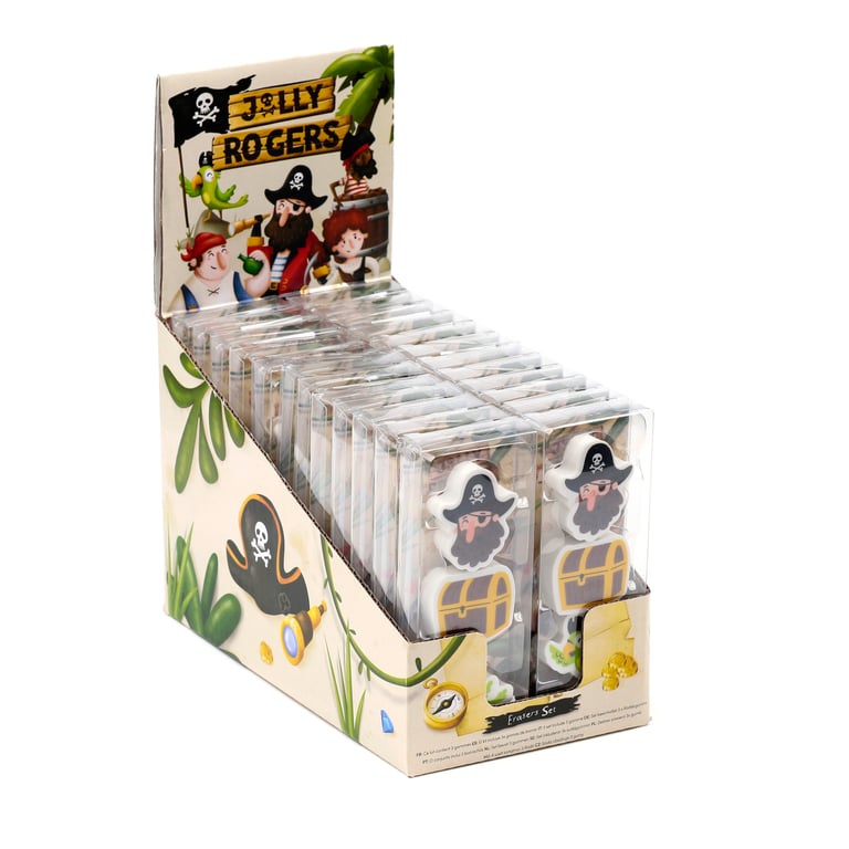 CE Marked 3 Piece Rubber Eraser Set - Jolly Rogers Pirate Edition