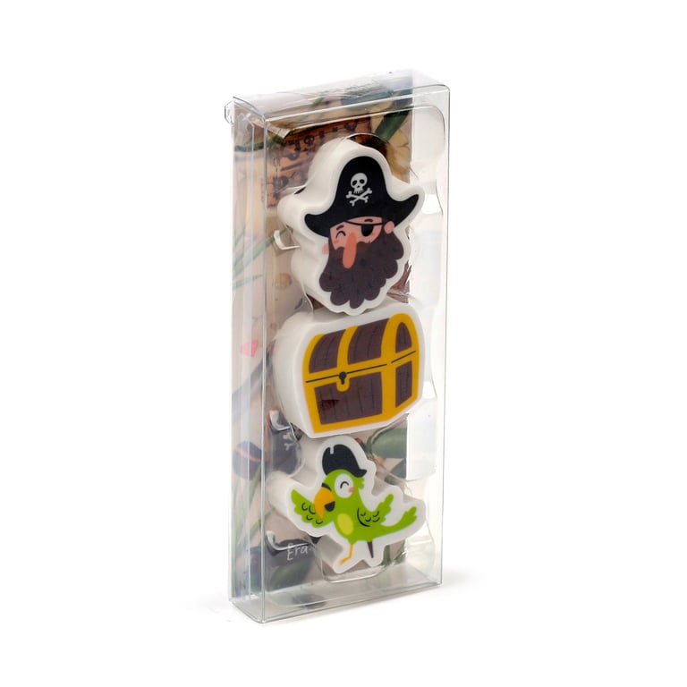 CE Marked 3 Piece Rubber Eraser Set - Jolly Rogers Pirate Edition