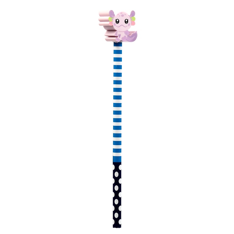 Wooden Pencil Topper - Axolotl Salamander Design, CE/UKCA Marked & EN71 Compliant for Kids HB Pencils