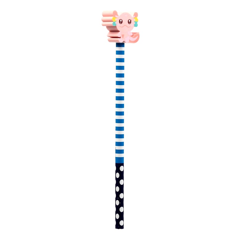 Wooden Pencil Topper - Axolotl Salamander Design, CE/UKCA Marked & EN71 Compliant for Kids HB Pencils