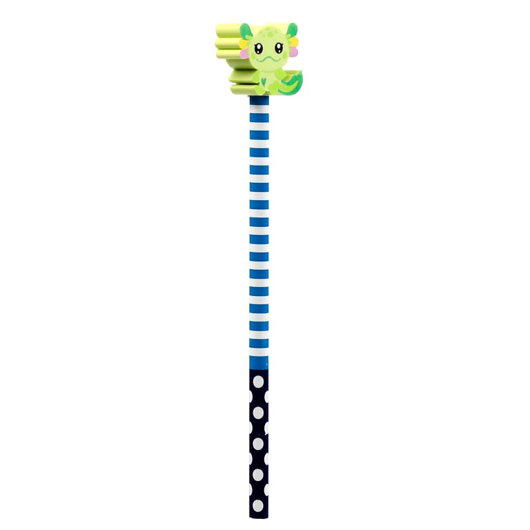 Wooden Pencil Topper - Axolotl Salamander Design, CE/UKCA Marked & EN71 Compliant for Kids HB Pencils