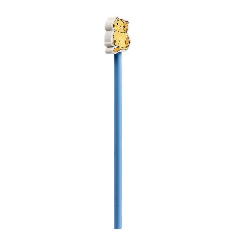 Wooden Pencil Topper - Cute Kitty Cat Eraser, CE/UKCA Marked and EN71 Compliant for Kids HB Pencils