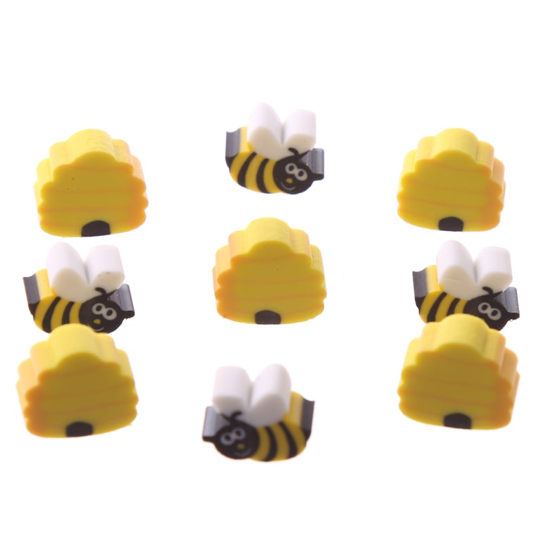 Novelty Kids Bee Design CE Marked Rubber Eraser Set in Glass Jar