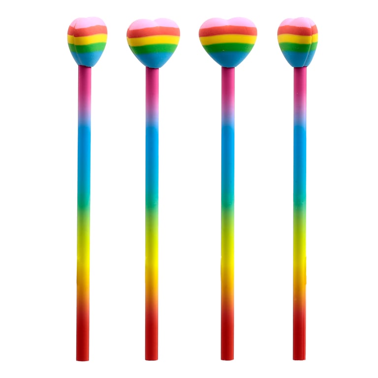 Rainbow Heart Wooden Pencil Topper - CE Marked & EN71 Compliant for HB Pencils
