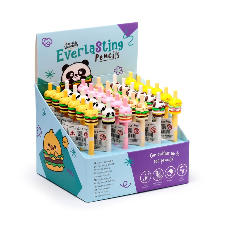 Everlasting Pencil - Foodiemals Cute Hamburger, CE Marked & EN71 Certified, No Sharpening Required
