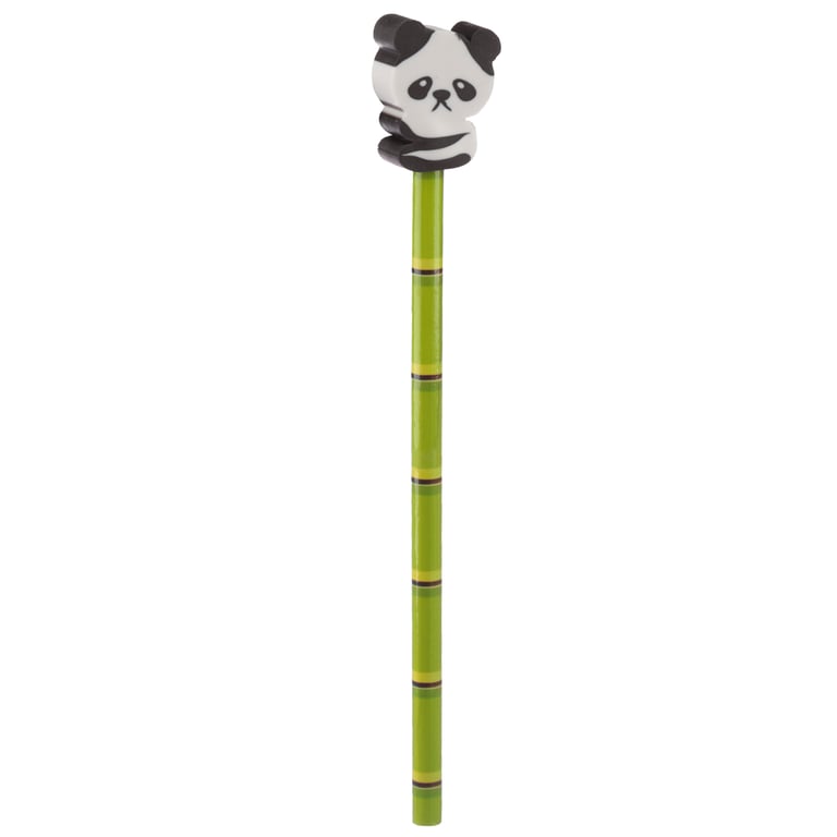 Novelty Kids Panda Design CE Marked Wood and Rubber HB Pencil Eraser Set, EN71 Compliant for 3 Years