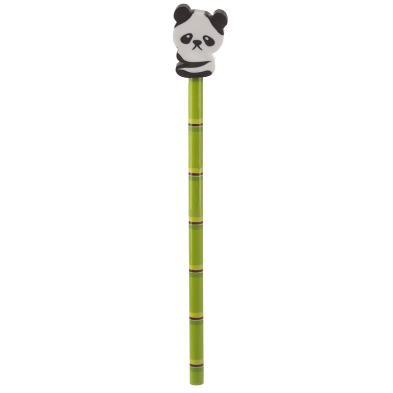 Novelty Kids Panda Design CE Marked Wood and Rubber HB Pencil Eraser Set, EN71 Compliant for 3 Years