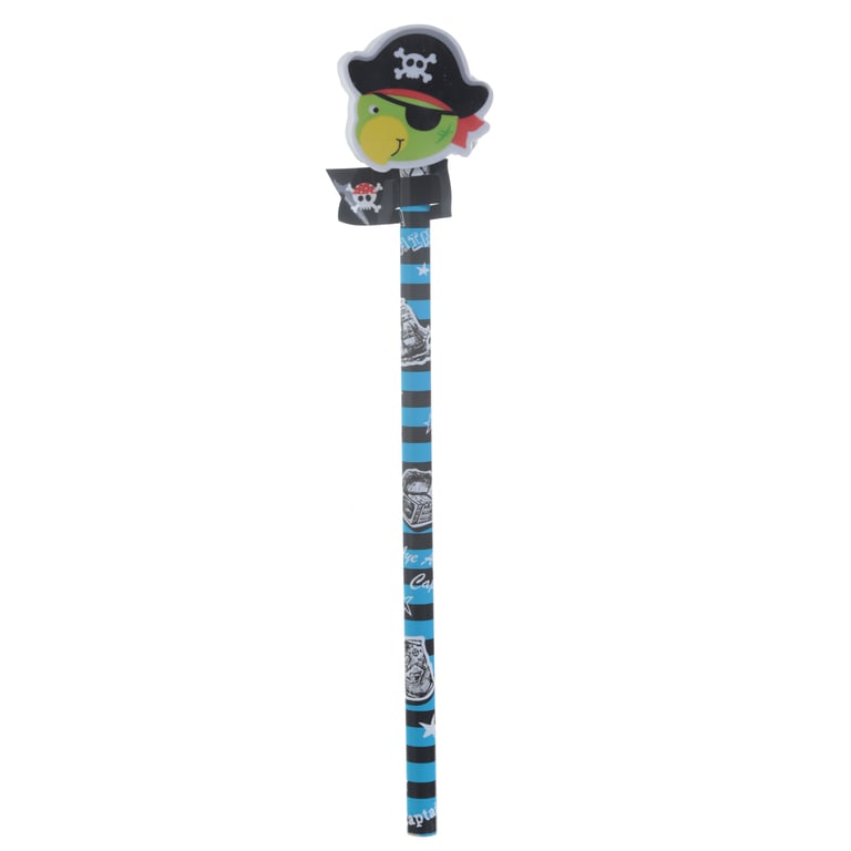 CE Marked Wooden Pirate Design HB Pencil and Eraser Set for Kids - EN71 Compliant Stationery