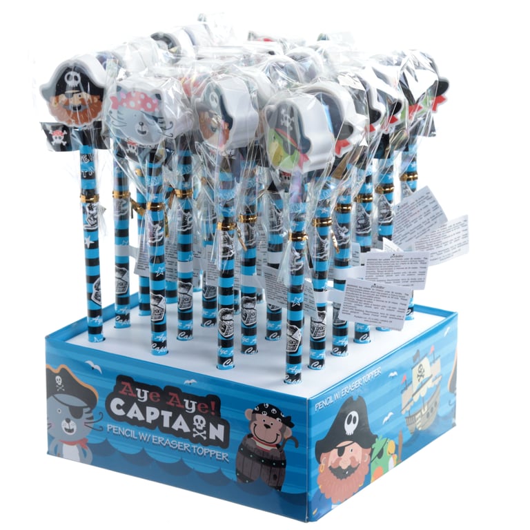 CE Marked Wooden Pirate Design HB Pencil and Eraser Set for Kids - EN71 Compliant Stationery