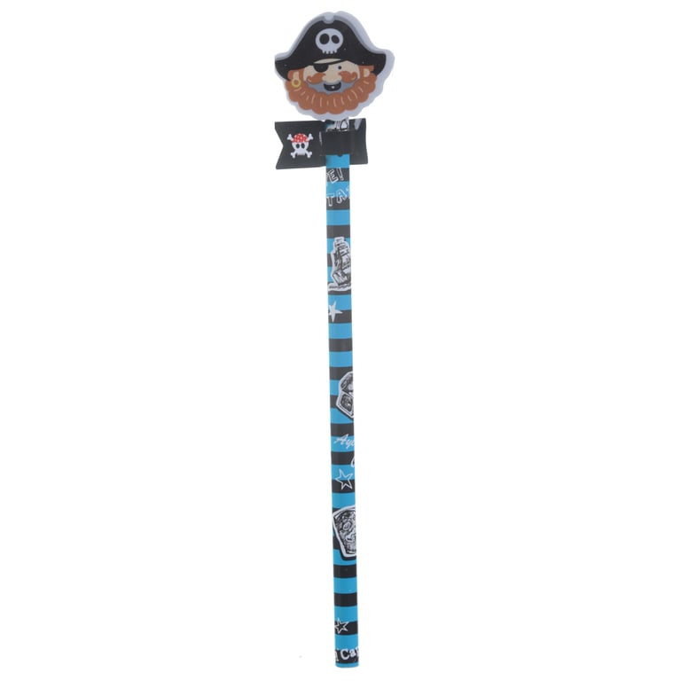 CE Marked Wooden Pirate Design HB Pencil and Eraser Set for Kids - EN71 Compliant Stationery
