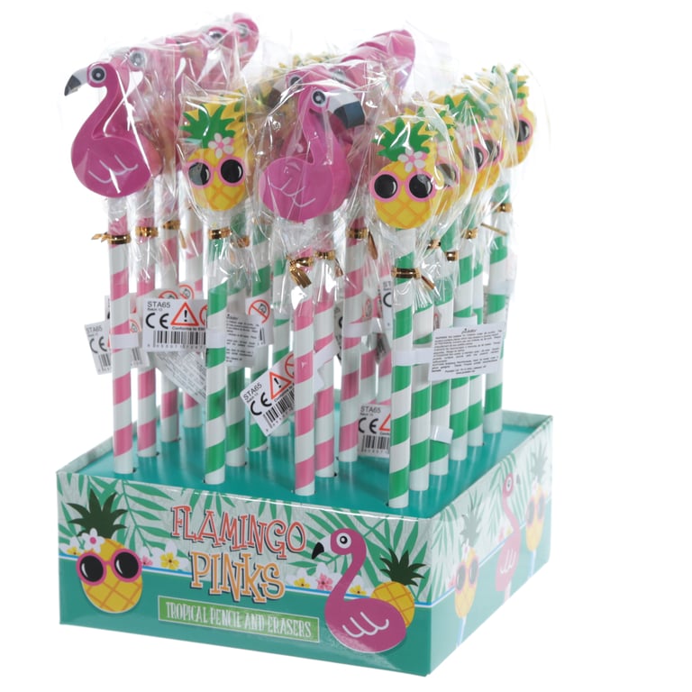CE Marked Tropical Design Wood Pencil and Eraser Set for Kids - Safe HB Pencils with Rubber Erasers