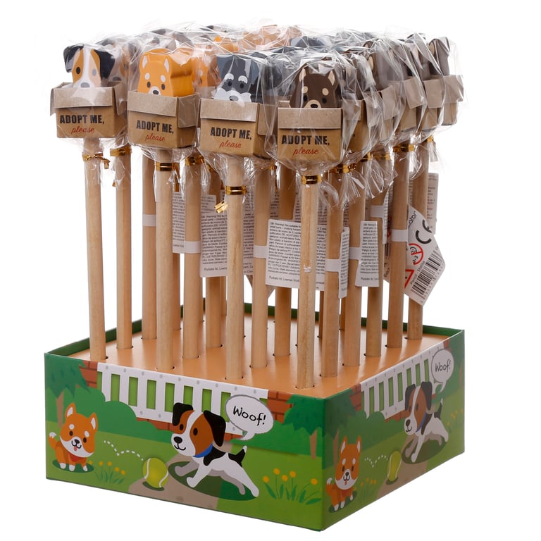Cute Dog Pencil and Eraser Set - CE Marked Wooden HB Pencils and Rubber Erasers for Kids