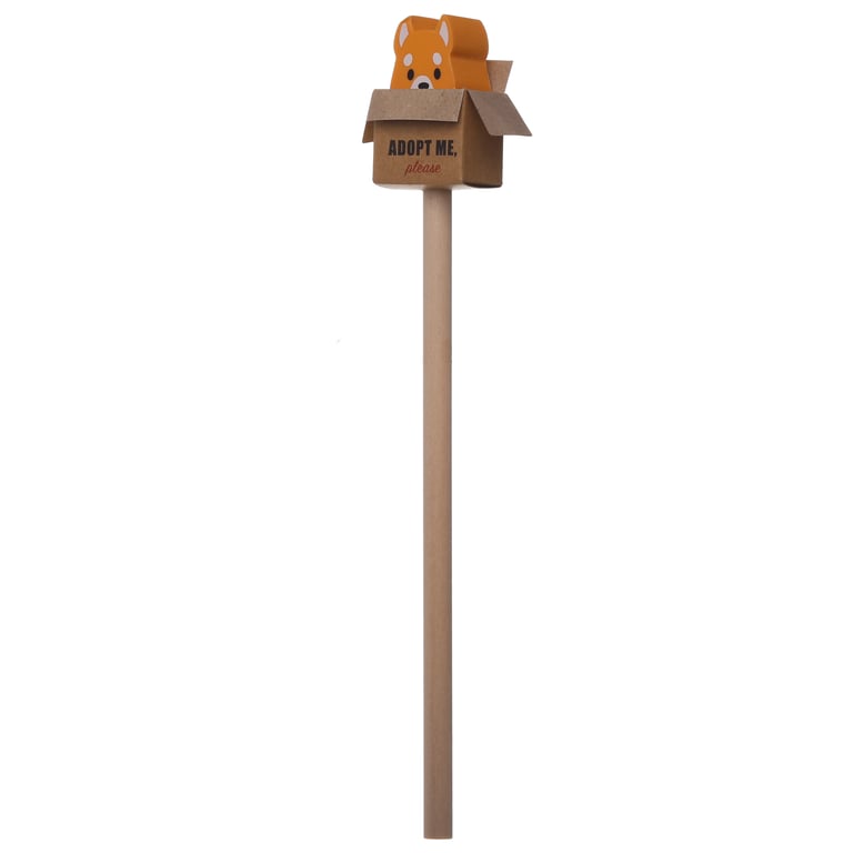Cute Dog Pencil and Eraser Set - CE Marked Wooden HB Pencils and Rubber Erasers for Kids
