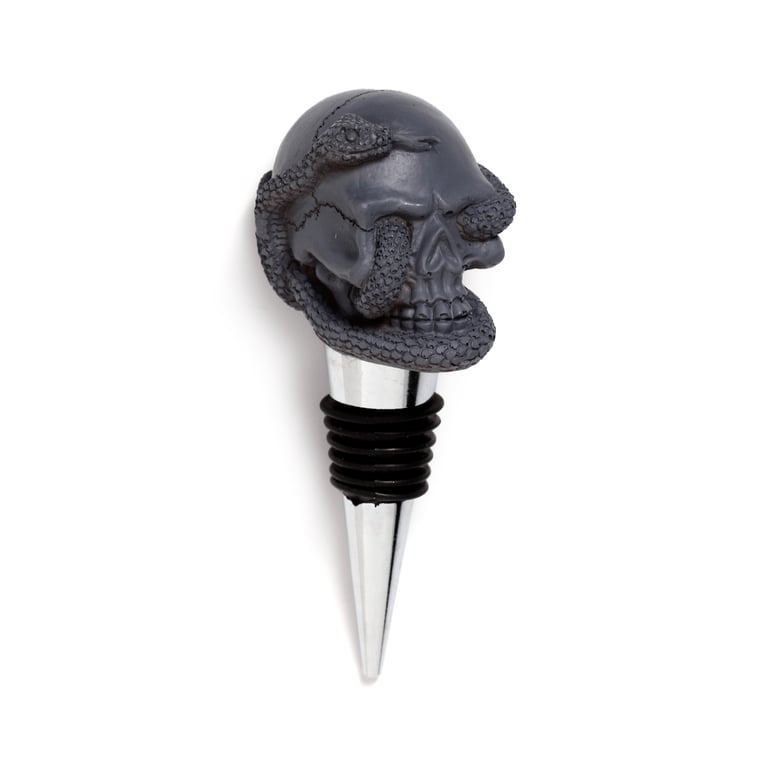 Resin Metal & Rubber Skulls and Roses Bottle Stopper - Unique Home Decor