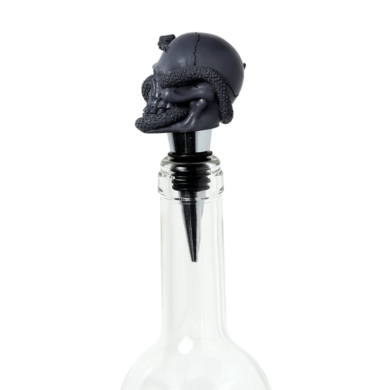 Resin Metal & Rubber Skulls and Roses Bottle Stopper - Unique Home Decor