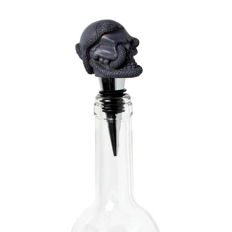 Resin Metal & Rubber Skulls and Roses Bottle Stopper - Unique Home Decor