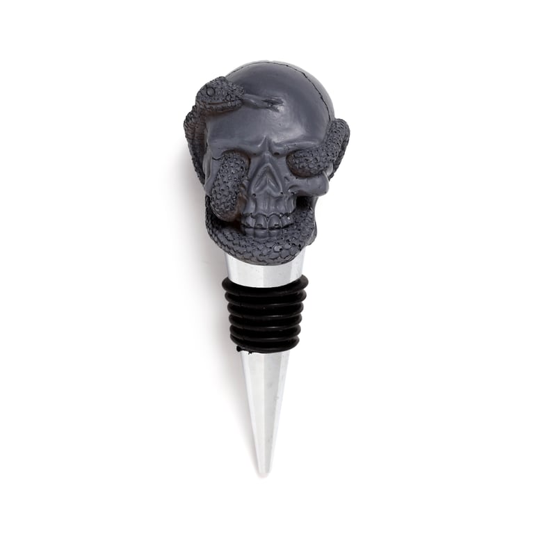 Resin Metal & Rubber Skulls and Roses Bottle Stopper - Unique Home Decor