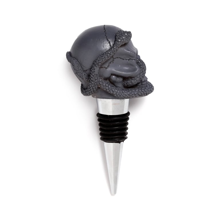 Resin Metal & Rubber Skulls and Roses Bottle Stopper - Unique Home Decor