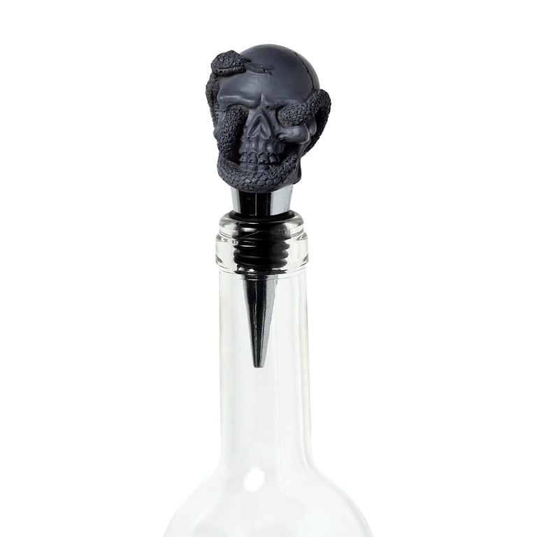 Resin Metal & Rubber Skulls and Roses Bottle Stopper - Unique Home Decor