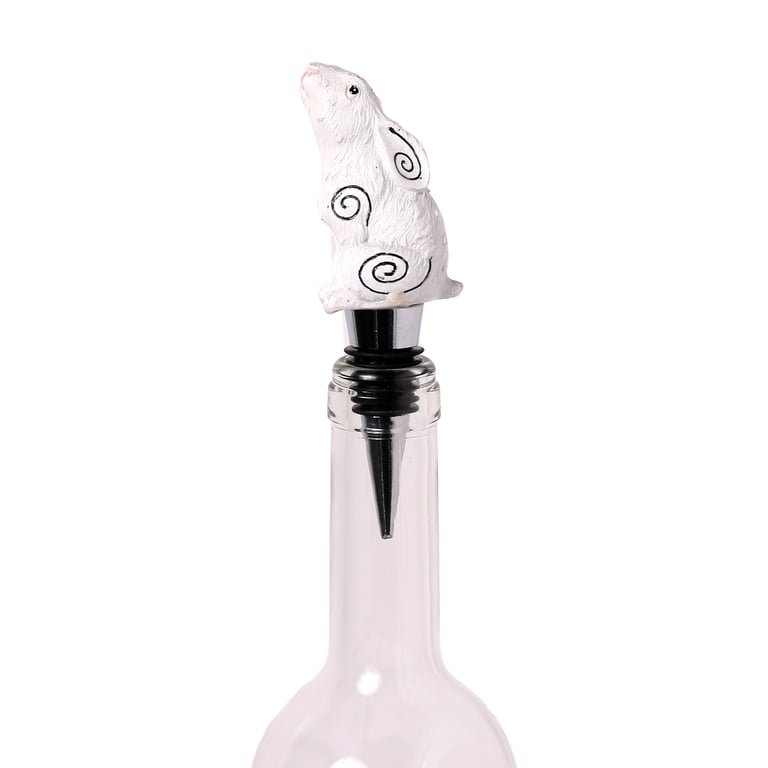 Resin Metal and Rubber Moon Gazing Hare Bottle Stopper - Unique Home Decor Accessory