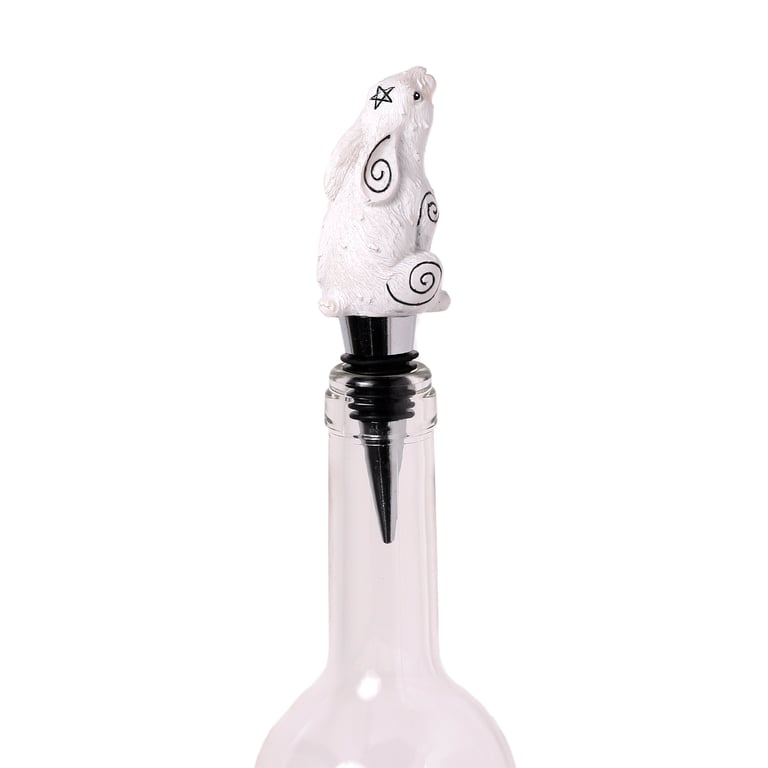 Resin Metal and Rubber Moon Gazing Hare Bottle Stopper - Unique Home Decor Accessory