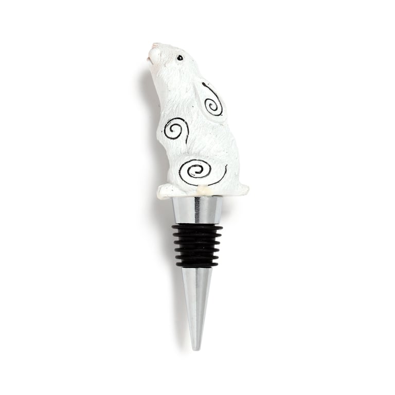 Resin Metal and Rubber Moon Gazing Hare Bottle Stopper - Unique Home Decor Accessory