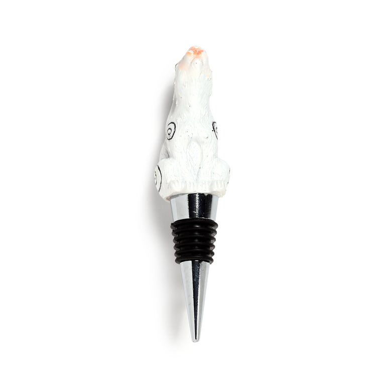 Resin Metal and Rubber Moon Gazing Hare Bottle Stopper - Unique Home Decor Accessory