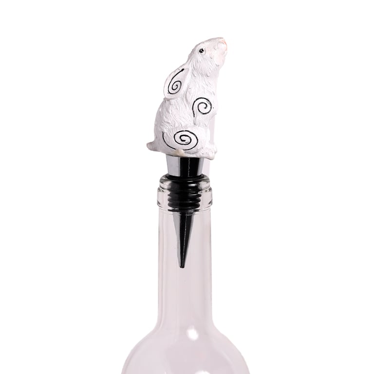 Resin Metal and Rubber Moon Gazing Hare Bottle Stopper - Unique Home Decor Accessory