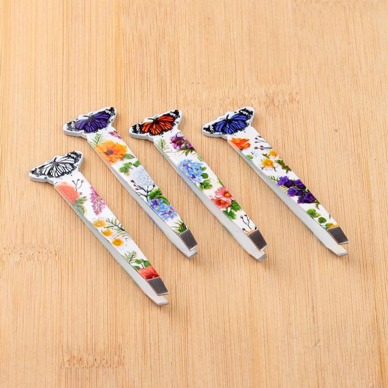 Butterfly Meadows Shaped Stainless Steel 430 Tweezers - Precision Grooming Tool
