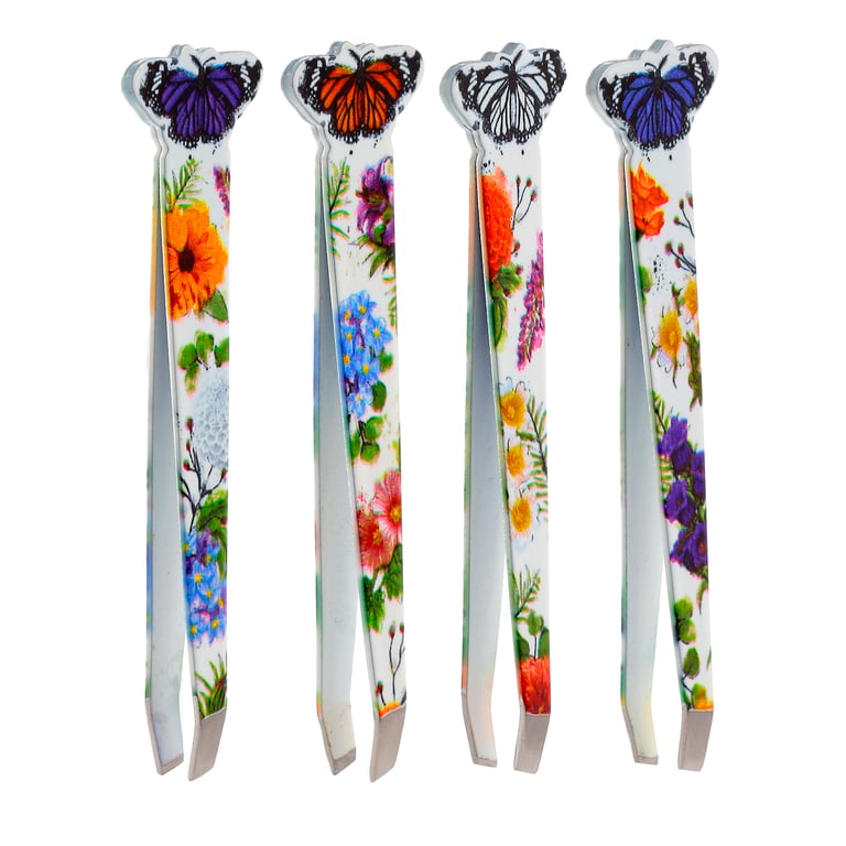 Butterfly Meadows Shaped Stainless Steel 430 Tweezers - Precision Grooming Tool