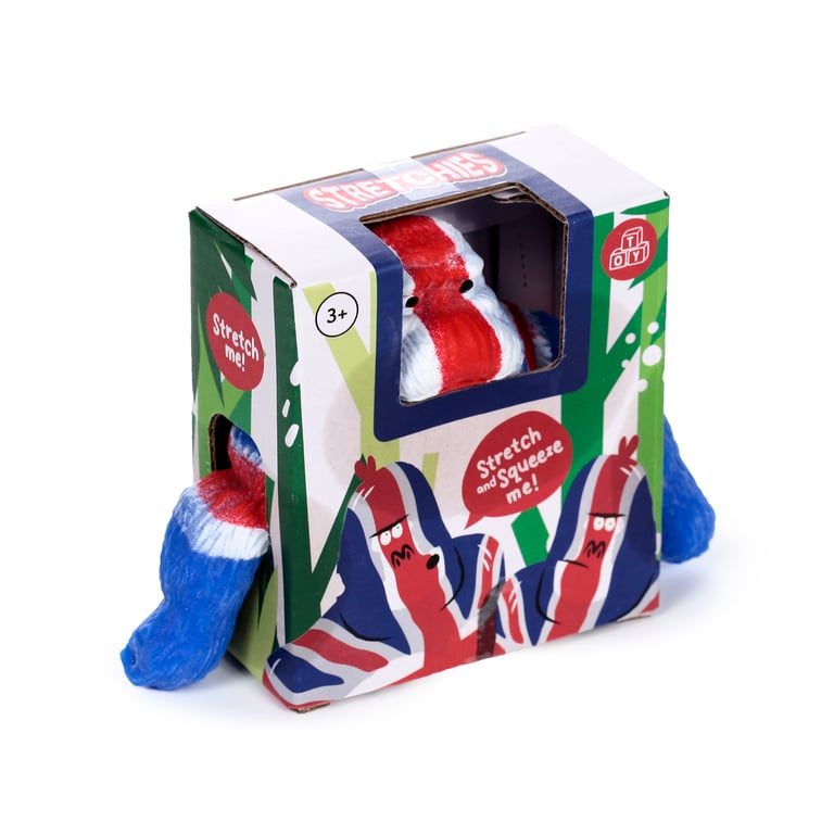 Union Jack Gorilla Stretchy Stress Fidget Toy (EN71 Compliant) - Rubber and Silica Sand Construction