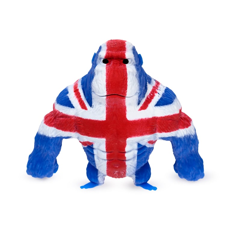 Union Jack Gorilla Stretchy Stress Fidget Toy (EN71 Compliant) - Rubber and Silica Sand Construction
