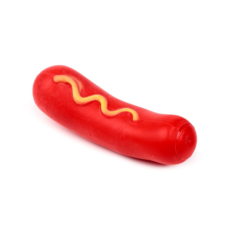 Hot Dog Sausage Dog Stretchy Fidget Toy - CE Marked & EN71 Compliant Rubber Stress Relief Tool for Adults and Kids