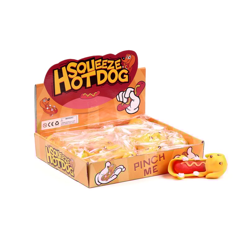 Hot Dog Sausage Dog Stretchy Fidget Toy - CE Marked & EN71 Compliant Rubber Stress Relief Tool for Adults and Kids
