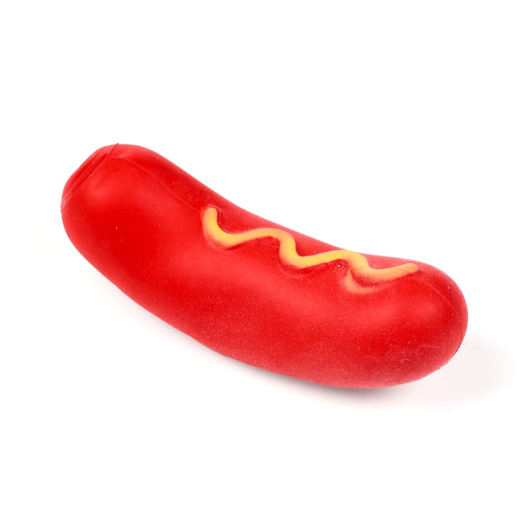 Hot Dog Sausage Dog Stretchy Fidget Toy - CE Marked & EN71 Compliant Rubber Stress Relief Tool for Adults and Kids