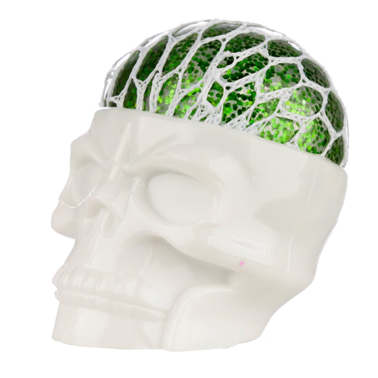 Fun Kids Squishy Squeezable Skull Head CE Marked Rubber Toy with Glitter Filling