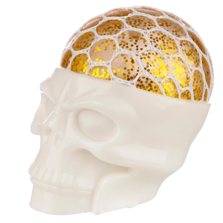Fun Kids Squishy Squeezable Skull Head CE Marked Rubber Toy with Glitter Filling