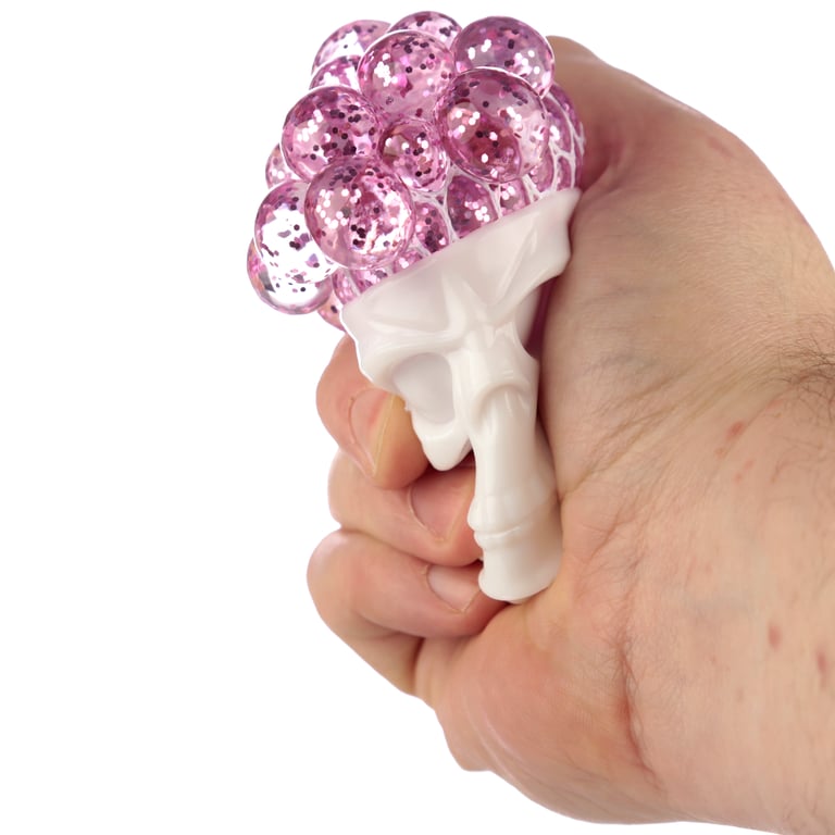 Fun Kids Squishy Squeezable Skull Head CE Marked Rubber Toy with Glitter Filling
