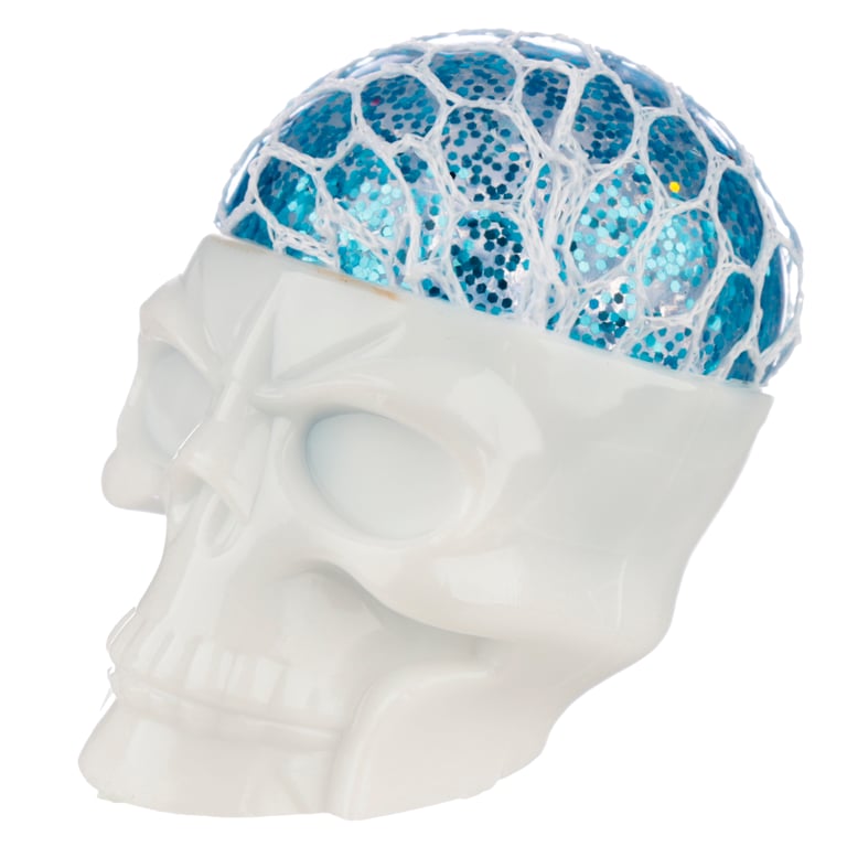 Fun Kids Squishy Squeezable Skull Head CE Marked Rubber Toy with Glitter Filling