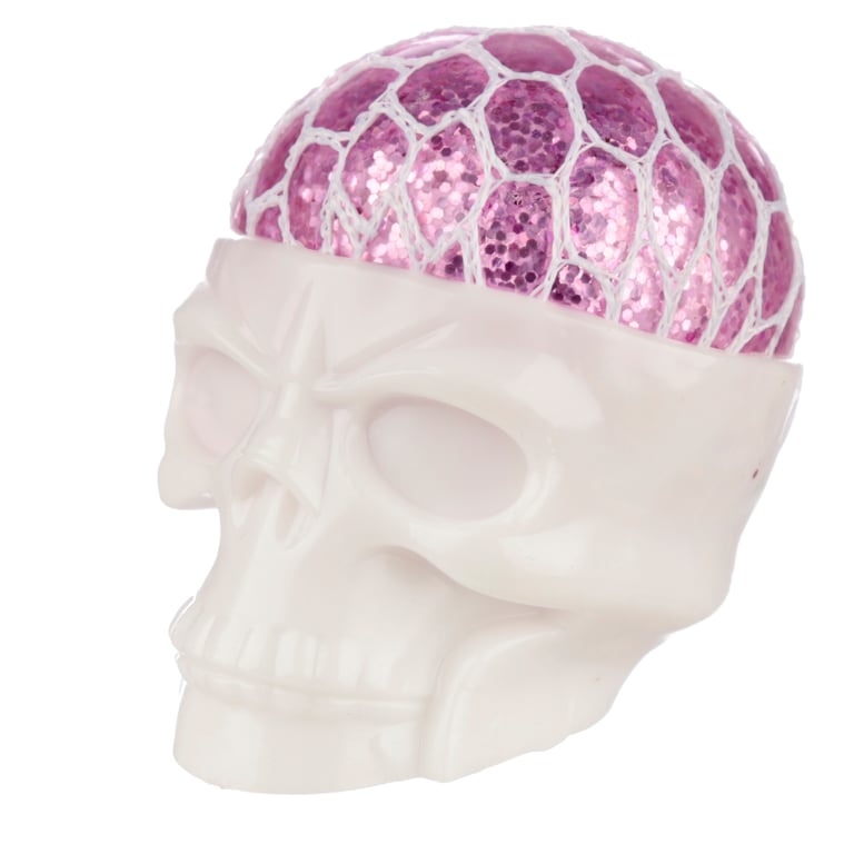 Fun Kids Squishy Squeezable Skull Head CE Marked Rubber Toy with Glitter Filling