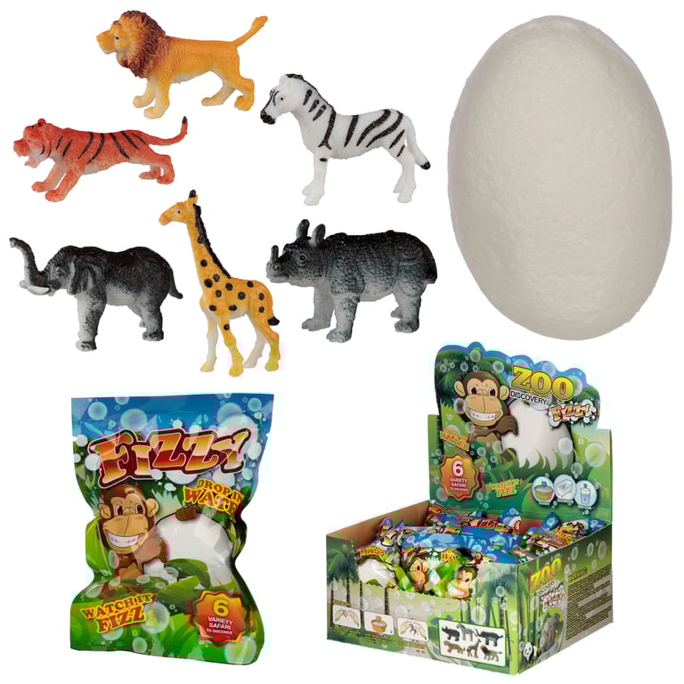 Fun Kids Fizzy Safari Animal Egg - CE Marked Plastic Toy with Instant Dissolving Sensory Play Experience