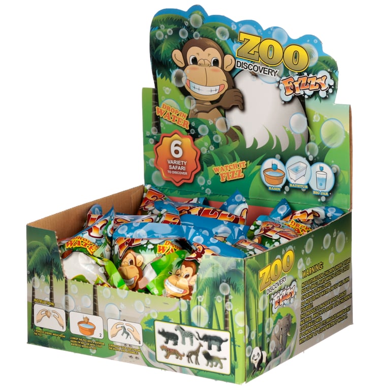 Fun Kids Fizzy Safari Animal Egg - CE Marked Plastic Toy with Instant Dissolving Sensory Play Experience