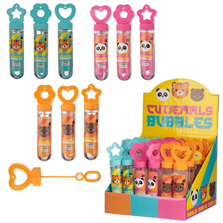 Fun Kids Bubbles - Adoramals Animal Designs CE Marked & EN71 Compliant Plastic Bubble Solution 35ml