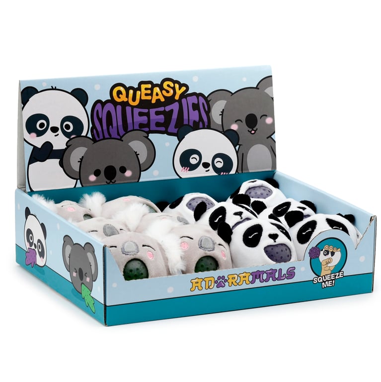 Queasy Squeezies Fidget Toy - Adoramals Zoo Panda & Koala, CE/UKCA Marked, Durable Polyester and Polyacrylate Beads