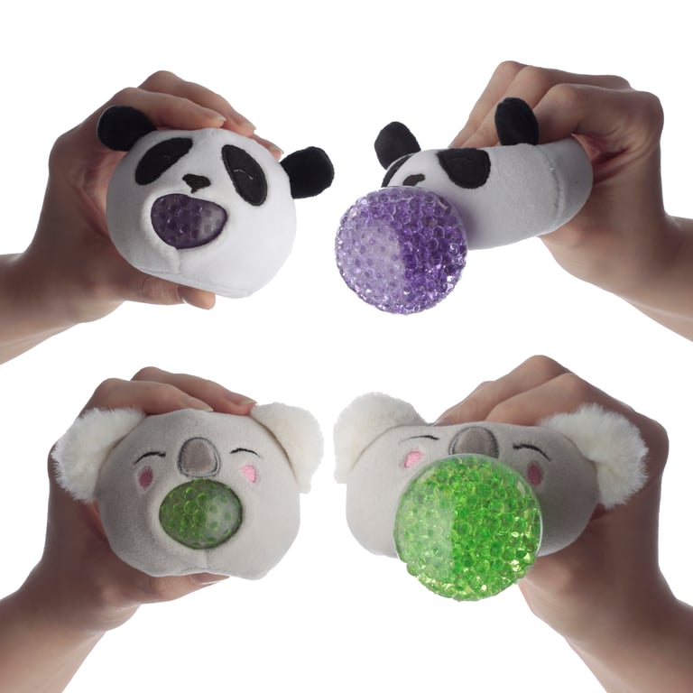 Queasy Squeezies Fidget Toy - Adoramals Zoo Panda & Koala, CE/UKCA Marked, Durable Polyester and Polyacrylate Beads