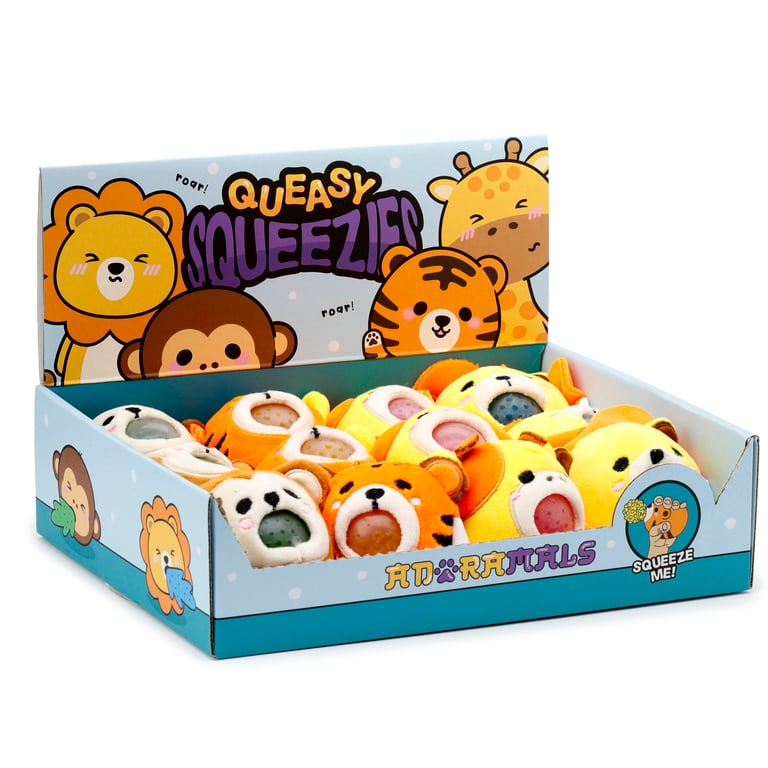 Queasy Squeezies Zoo Animal Fidget Toy Set - CE Marked and Safe for Kids (4 Years)
