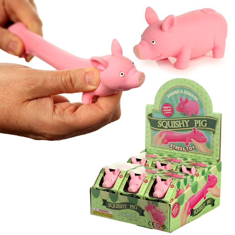Fun Kids Stretchy Squeezy Pig - CE Marked Rubber Toy for Sensory Play