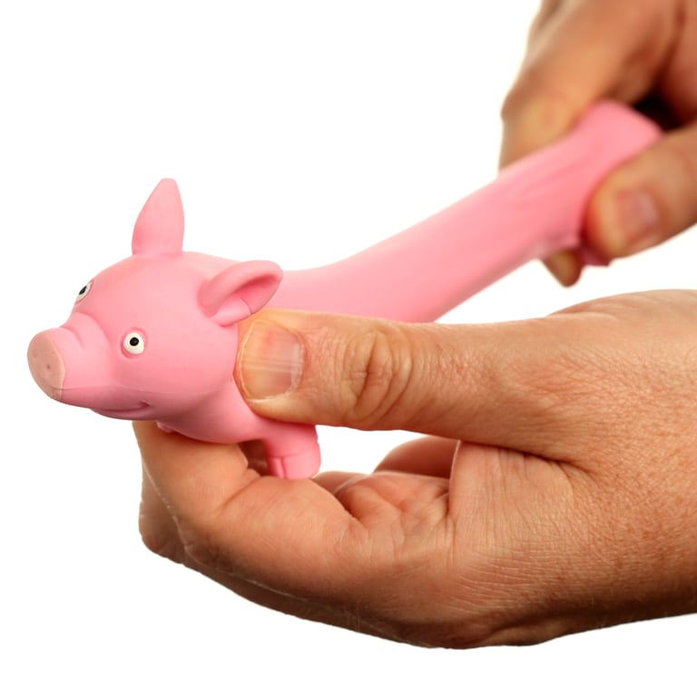 Fun Kids Stretchy Squeezy Pig - CE Marked Rubber Toy for Sensory Play