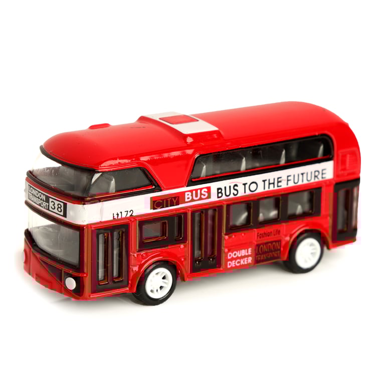Red City Bus Pull Back Action Toy - CE/UKCA & EN71 Certified Plastic Toy