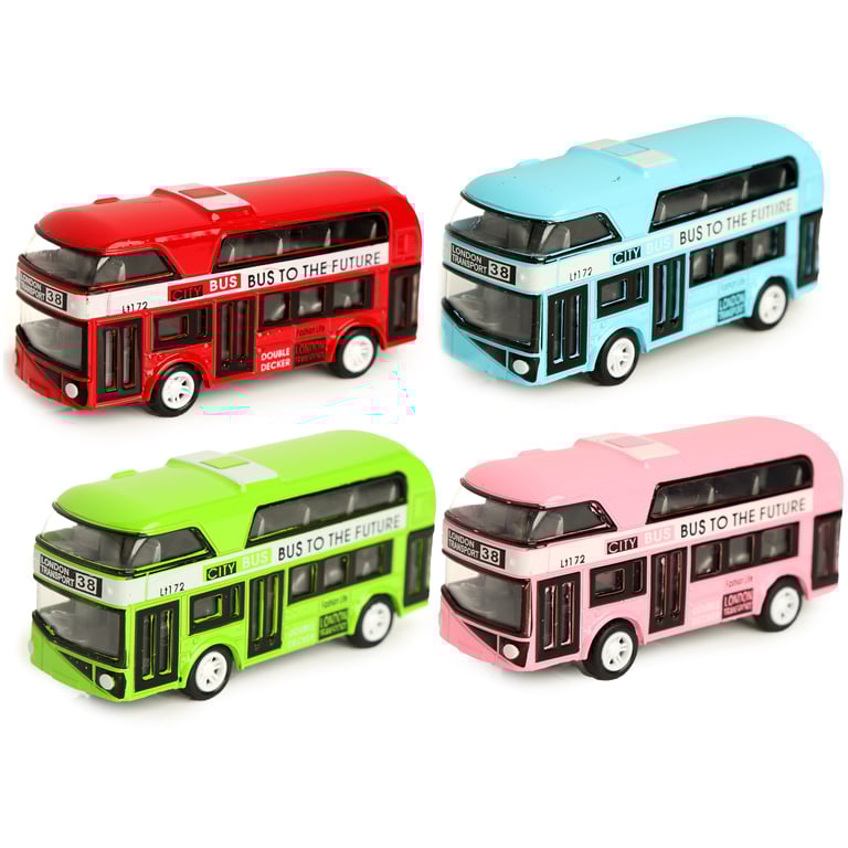 Fun Kids Pull Back Bus - CE & UKCA Marked, EN71 Compliant Plastic Toy